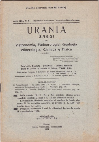 Urania rivista 1924 anno - urania,,