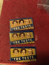Antiche LAMETTA DA BARBA TRE TESTE Blue Vintage