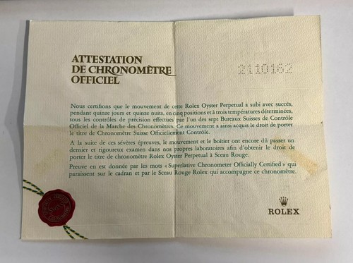 Rolex certificate official - rolex,