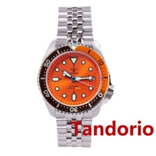 Orologio subacqueo uomo automatico Tandorio 41 mm vetro zaffiro 20 ATM NH35A quadrante arancione