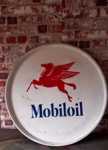 Upcycled oil drum lid - drum, mobiloil