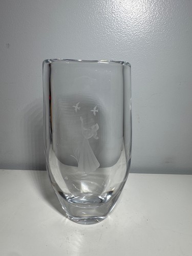 Vaso vetro cristallo inciso