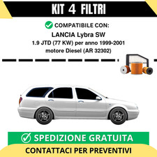 Kit 4 Filtri Tagliando per LANCIA Lybra SW 1.9 JTD 77 kw Diesel 1999-2001