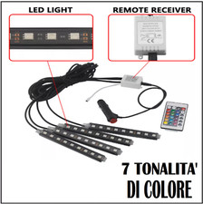 ✅ STRISCIA PER INTERNI AUTO 9 LED RGB LUCI VANO PIEDI ATMOSFERA TELECOMANDO 12V