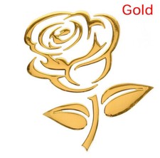 ADESIVO AUTO 3D ROSA FIORE CROMATO ORO STICKER MOTO SCOOTER 10X8cm IDEA REGALO