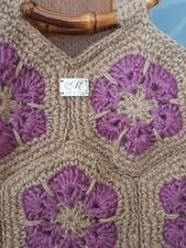 Borsa uncinetto fatta a mano in juta con manico in bambù