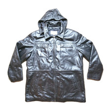Giacca pelle vintage Wilsons M. Julian uomo XL nera con cappuccio foderata Thinsulate