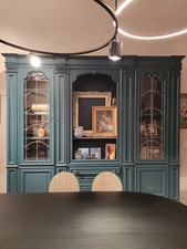 FIORENTINO ATELIER | LIBRERIA RESTAURATA | LACCATO HAGUE BLUE DI FARROW AND BALL