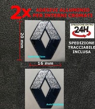 2X mini adesivi stemma RENAULT CLIO MEGANE CAPTUR KADJAR logo CROMATO ADESIVO