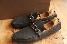 Mocassini Louis Vuitton Hockenheim blu grezzo argento da uomo UK 11 RRP: £ 595