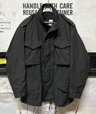 GENUINE US 80s ALPHA INDUSTRIES M65 FIELD JACKET MADE IN USA NAVY BLACK MED REG