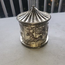 Giostra vintage cavallo bambini prima banca monete 4 pollici altezza diametro 3” senza fondo