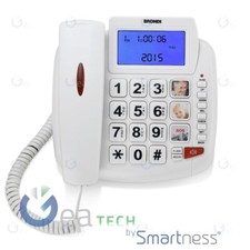 BRONDI BRAVO 90 LCD TELEFONO FISSO FASCIA SENIOR TASTI GRANDI VIVAVOCE BIANCO