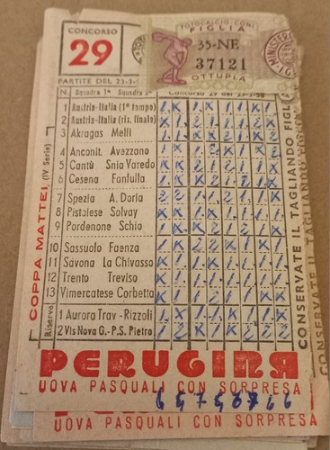 Schedina 1958 snia varedo - schedina,