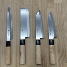 Non Usati Articolo Lotto Di Quattro Giapponese Chef Kitchen Coltelli Set 濃州正宗 木目
