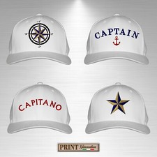 Cappello bianco ricamato oro nautico barca capitano marinaio mare atlantis vela