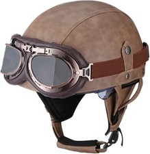 Mezzo Casco Moto Vintage Pelle