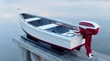 MODELLO SKIFF IN LEGNO CON FUORIBORDO JOHNSON ROSSO 18 HP - IN OFFERTA E SPEDIZIONE GRATUITA!