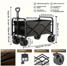 Carrello Pieghevole XL da Spiaggia e Campeggio con Ruote Grandi - Portata 150 kg