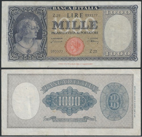 1947 italia lire - 1.000, of