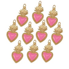 BEEFLYING 10 Pz Ciondolo ex Voto Sacro Cuore Smaltati in Metallo Placc BC