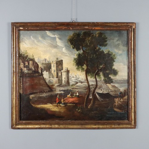 Dipinto antico paesaggio con - antico,