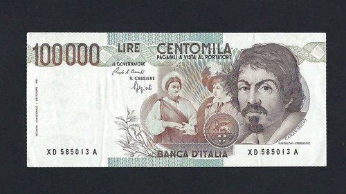100000 lire caravaggio primo - caravaggio,