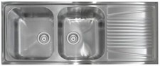 Lavello cucina due vasche più scolapiatti in acciaio inox Plados OLYMPUS 116cm 