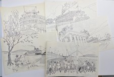 Lotto di 10 schizzi vintage