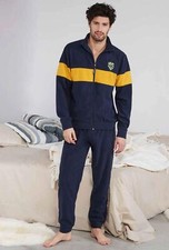 NAVIGARE Pigiama Tuta uomo homewear pigiama giacca aperta con zip in PILE