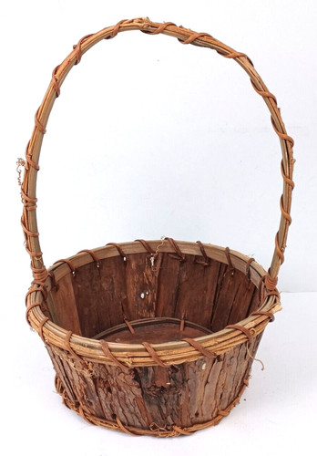 Cesto rotondo vintage legno