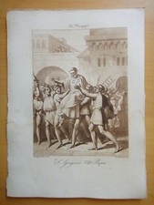 1847-S.GREGORIO VII PAPA Acquatinta-25 MAGGIO-G.WENZEL-F.BIGIOLI-Originale+