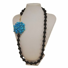 collana pietre dure onice nera  turchese bigiotteria lusso regalo mamma moglie