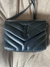 Saint Laurent Loulou Toy Crossbody Bag Black Leather with signature Chevron