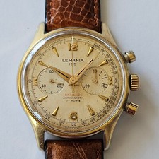 LEMANIA 105-WATERPROOF-PLACCATO ORO-PULSANTI A POMPA-FONDO A VITE-35 MM-CAL.1275