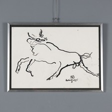 Luciano Minguzzi 'Toro' Disegno Acquerello Carboncino Firmato XX Secolo