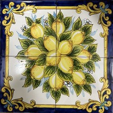 Pannello Decorato A Mano 40x40 Barocco E Limoni . Piastrelle ceramica Vietri