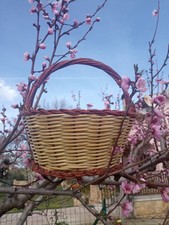 CESTINO in vimini naturale, con manico | artigianale, fatto a mano | 28 cm