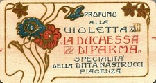 Biglietto - Profumo alla violetta - "La Duchessa di Parma" - Piacenza