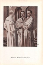 Concilio - Ubaldo Oppi - 1930 - Stampa artistica storica ~16x25cm