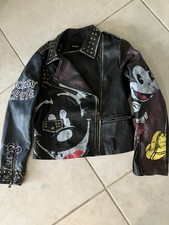 Giacca Motociclista Desigual Icon Disney Topolino Nera Ecopelle Borchie 38