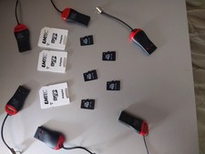 lotto 5Memorie MICRO NO-HC 1GB + 3 adattatore SD + 6 lettori Micro come da foto