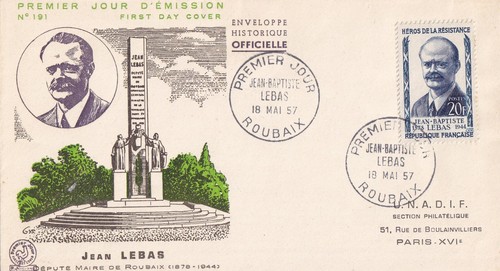 Enveloppe 1er jour timbre 1957 - 1er,
