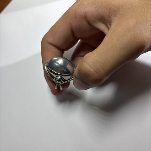 Silver mobee pearl ring big - silver,