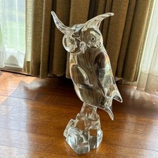 Statuina ornamento scultura gufo di Murano Zanetti H30 cm