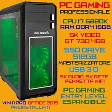 COMPUTER PC FISSO CPU INTEL i7 Ram16GB SSD500GB Sk-Video 4GB Win 11 +Office 2019