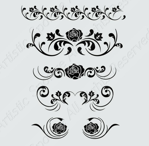 Set rose barocche - rose, stencil