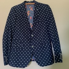 Blazer vestito uomo blu a pois Paisley e grigio slim fit S/42