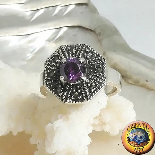Anello ottagonale ametista - ottagonale,