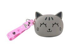 PORTAMONETE PORTA SPICCIOLI SILICONE GATTO GRIGIO